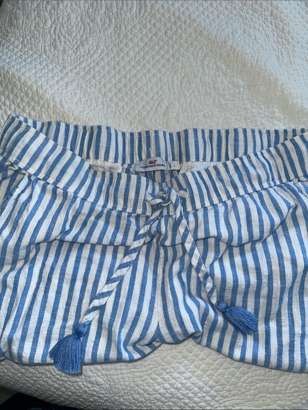 Vineyard Vines Blue and White Striped Drawstring Bermudas